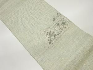 変わり織横段に草花模様織出し夏用袋帯